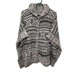Lucky Brand Aztec Southwestern Pancho Snap Button Front ONE SIZE with Pockets